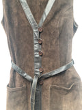 womens jacket  womens coat  womens  waistcoat  vintage  vest  Urban Village Vintage  summer  Suede Jacket  Suede  Leather trim  Jacket  dark brown  button fastening  brown  8  70  1970s