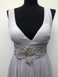 womens  waist detail  vintage  sleeveless  silver  midi dress  midi  Frank Usher  evening dress  embellishment  dress  diamante embellishment  blue  10