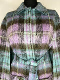 wool  womens  waist belt  vintage  Urban Village Vintage  urban village  tie waist belt  purple  mohair  mod  m  long cape  checkered  checked  check  Cape Coat  cape  Blue  Andrew Stewart  60s  1960s