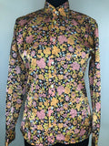 1970s Dagger Collar Floral Blouse by Lave - Size UK 12