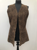 1960s Suede Long Waistcoat in Dark Brown - Size 12