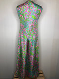 womens  wide leg  vintage  Urban Village Vintage  psychedelic  pink  palazzo pants  onsie  jumpsuit  green  flower print  flower power  floral print  flares  flared  all in one  8  70s  1970s