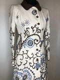 womens  white  vintage  Urban Village Vintage  MOD  long sleeve  floral print  floral  coat  button  brown  blue  Barry Sherrard  60s  1960s  10