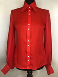 womens  vintage  Urban Village Vintage  top  red  blouse  beagle collar  balloon sleeve  70s  1970s  10