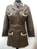 womens  vintage  Leather Jacket  Leather detailing  Leather Coat  Leather  coat  blue  60s  1960s  10