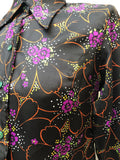 womens shirt  womens  vintage  Urban Village Vintage  urban village  Shirt  printed shirt  patterned  patterened  multi  long sleeve  hippy  floral shirt  floral print  floral  dagger collar  collar  blouse  black  big collar  70s  1970s  10