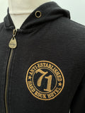 zip  vintage  Urban Village Vintage  S  retro  print  pockets  Mens jacket  mens coat  mens  logo  Jacket  hoodie  hooded  hood  hard rock cafe  emroidered logo  embroidered logo  elasticated  black  Biker Jacket  Biker