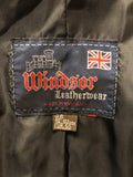 Windsor Leatherwear  waist belt  vintage  Urban Village Vintage  pockets  mens  M  long sleeve  Leather Jacket  Leather Coat  Leather  Jacket  blue  70s  1970s