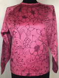 1970s Floral Print Top in Pink - Size UK 12