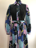 womens  vintage  Urban Village Vintage  purple  psychedelic  psych  print dress  multi  long sleeves  dresses  dress  black  balloon sleeves  60s  60  1960s  10