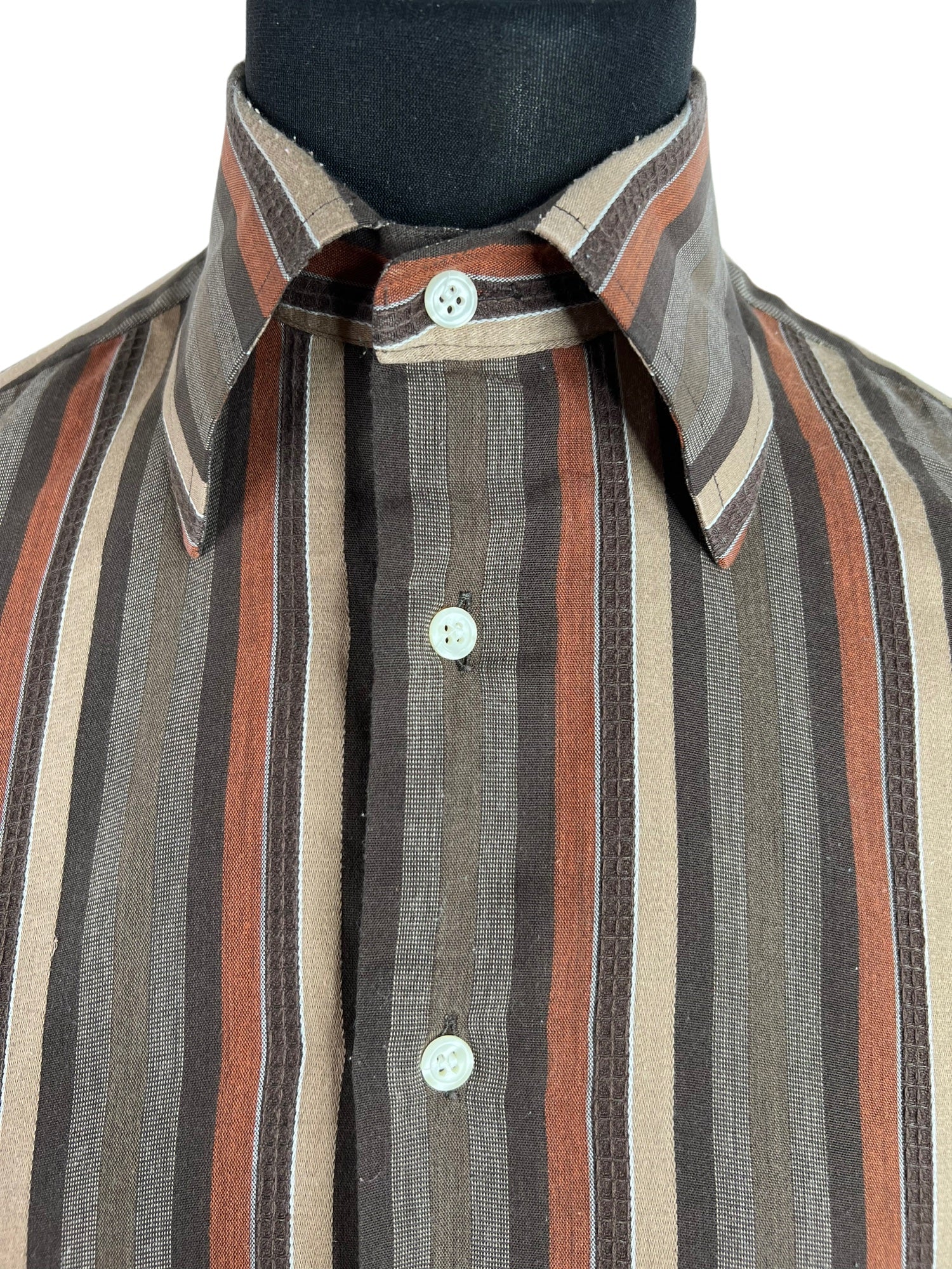 zero waste vintage Van Heusen Urban Village Vintage urban village UK top thrifted thrift sustainable style stripey Stripes striped stripe detailing stripe detail stripe store slow fashion shop Shirt second hand save the planet reuse recycled recycle recycable preloved pockets online novelty print novelty Mens Shirts mens long sleeve L fashion ethical Eco friendly Eco dagger collar 70s 1970s