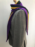 Yellow Stripes  Wool Blend  wool  vintage  Urban Village Vintage  urban village  Stripes  striped  purple  One Size  MOD  college scarf  black stripes  60s  1960s  100% Wool