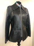 zip  womens jacket  womens coat  womens  vintage  Urban Village Vintage  urban village  short  retro  long sleeve  Leather Jacket  Leather Coat  Leather  Jacket  collar  coat  Black Leather  black  Beagle collar  70s