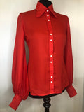 womens  vintage  Urban Village Vintage  top  red  blouse  beagle collar  balloon sleeve  70s  1970s  10