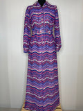 womens  vintage  sparkly  sparkle  retro  purple  modette  missoni  maxi dress  maxi  lurex  long sleeve  long dress  glittery  glitter  dress  dagger collar  collar  14  12-14  12