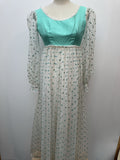 zip back  zip  womens  vintage  Urban Village Vintage  urban village  sheer  semi sheer  Polka Dot  maxi dress  maxi  long sleeve  Green  dress  balloon sleeves  balloon sleeve  balloon  70s  10
