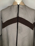 womens  vintage  MOD  mens  lightweight jacket  lightweight  L  check  brown  bomber style  bomber jacket  beige  70s  1970s