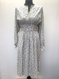 1970s Floral Batwing Dress in Blue - Size 12