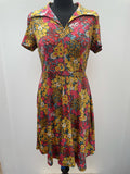 1970s Floral Collared Midi Dress - Size 10
