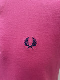 vintage  Urban Village Vintage  urban village  tipped  stripey  Stripes  striped  stripe  sportswear  sports polo  sports  retro  purple  polo top  polo  pink  MOD  mens  M  Fred Perry  Cotton  collared  collar  button