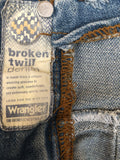 Wrangler  womens  vintage  Urban Village Vintage  urban village  Skirts  skirt  mini skirt  mini  Light Blue  frayed  distressed  denim  blue  70s  1970s  10