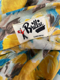8  yellow  womens  vintage  swing dress  spring  rose print  rockabilly  fitted waist  dress  day dress  cotton dress  brilkie  blue  50s  1950s