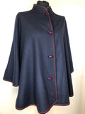womens  vintage  Urban Village Vintage  S  Navy  mod  hook fastening  cape  blue  60s  1960s
