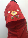 womens  vintage  Urban Village Vintage  urban village  short sleeved  short sleeve  Shirt  red  oriental  floral embroidery  embroidered  chinease  blouse  8