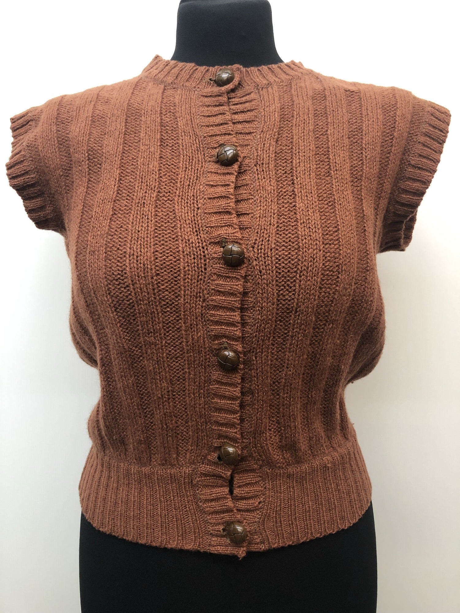 Workwear  womens  vest  Urban Village Vintage  Tank Top  sweater  Size Large  Jeffrey Rogers  cardigan  cap sleeve  brown  8  70s  1970s