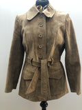 1970s Suede Belted Jacket in Light Brown - Size UK 10