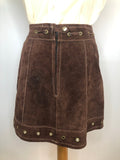 1960s Suede Lace and Eyelet Mini Skirt - Size UK 6