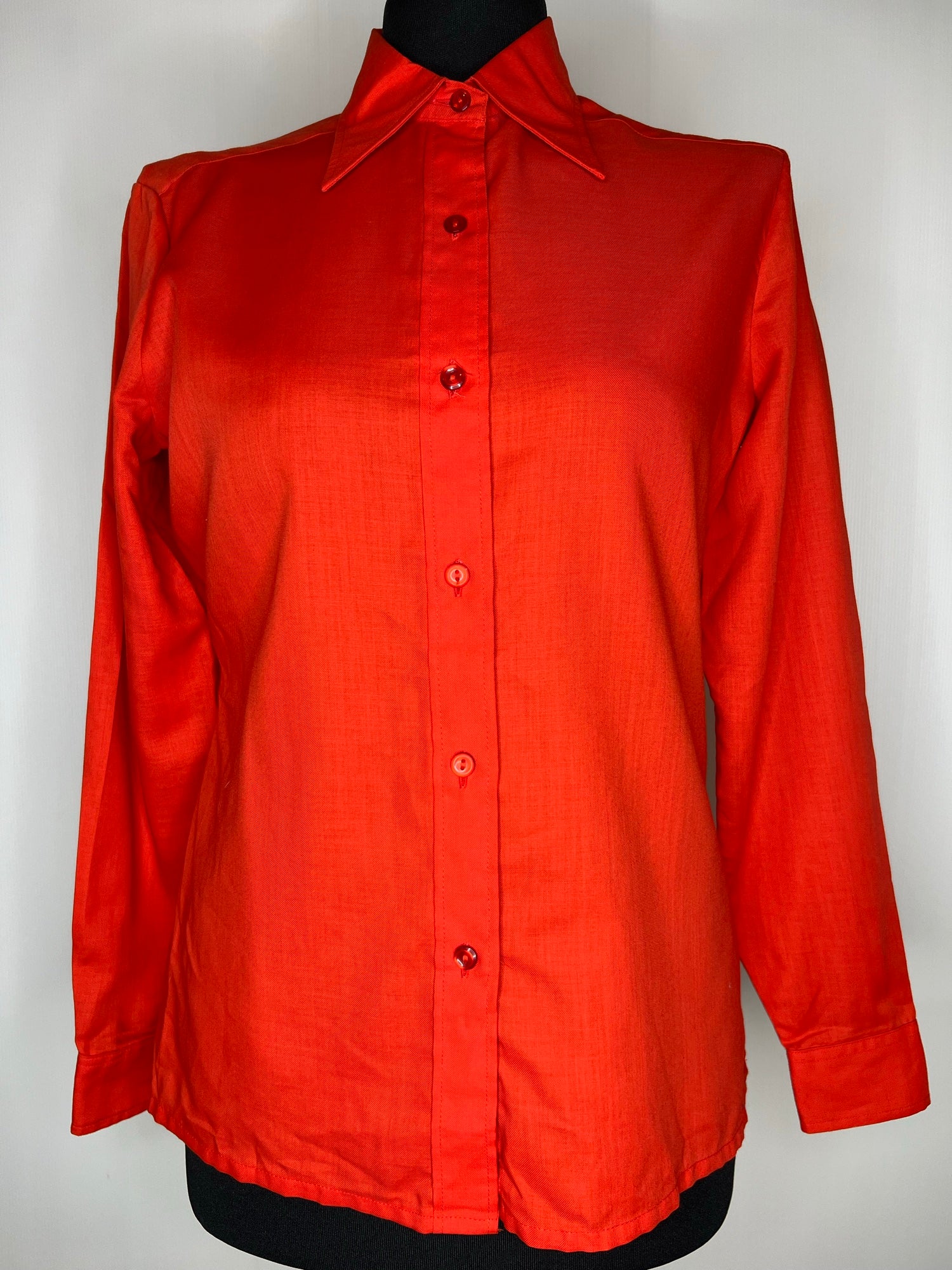 Vintage 1970s Dagger Collar Shirt in Red by Londonpride Size UK 12