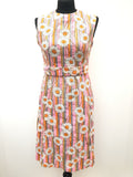 womens  Urban Village Vintage  stripe print  pink  multi  long sleeve  floral print  floral dress  floral  dress  daisy print  dagger collar  60s