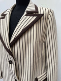 womens jacket  womens coat  womens  vintage  Urban Village Vintage  urban village  stripey  Stripes  striped  retro  lapels  Jacket  disco  decorative buttons  collar  coat  button down  button  brown  blazer jacket  Blazer  big collar  70s  1970s  10