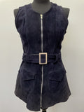 1960s Suede Belted Mini Dress - Size 8