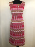 1960s Square Neck Metallic Dress in Pink - Size UK 14