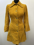 Yellow  womens  vintage  Urban Village Vintage  urban village  pockets  pocket detail  pocket  large cuffs  front pockets  finebird  dagger collar  cuffs  corduroy  cords  corded  cord  collared dress  collared  collar dress  collar  button up  button fastening  big collar  60s style  60s  1960s  1960