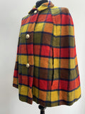 wool  vintage  Urban Village Vintage  tartan  red  poncho  orange  modette  mod  Green  checked  check  cape  blue  8-10  8  60s  1960s  10