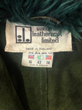 womens jacket  womens  vintage  Urban Village Vintage  Suede Jacket  Suede  sheepskin collar  Sheepskin  shearling  Jacket  Green  collar  coat  70s  1970s  12