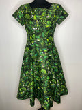 1950s Leafy Print Full Skirt Dress - Size 10