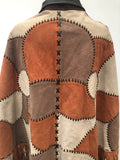 womens  western  vintage  S  poncho  penny collar  patchwork  navajo  Multi  leather  hooded  hippy  fringed  cream  coat  cape  brown  boho  bohemian  70s  60s  1970s  1960s urban village vintage