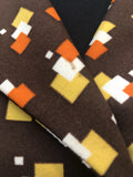 womens  vintage  Urban Village Vintage  square print  midi dress  midi  long sleeved  Elegant Lady  dress  collar  brown  70s  70  1970s  16