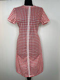 12  womens  white  vintage  Urban Village Vintage  urban village  short sleeved  short sleeve  retro  red  multi  MOD  gingham check  Gingham  dress  collar  check  button down  big collar  60s  1960s