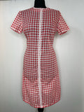Vintage 1960s Gingham Check Short Sleeve Mod Dress in Red - Size UK 12