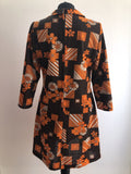 zip  womens  vintage  Urban Village Vintage  urban village  retro  peter pan collar  orange  MOD  mini dress  long sleeve  high neck  dress  collared dress  collared  collar  brown  back zip  autumn  60s  1960s  12