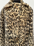 womens  vintage  retro  long sleeve  lepoard print  hook and eye  fur  faux fur  faux  collar  brown  big collar  animal print  60s  3/4 sleeves  3/4  1960s  14