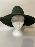 wide brim  floppy hat  womens  vintage  Vermont boutique  velvet ribbon  Urban Village Vintage  urban village  Small  ribbon  retro  made in england  London  hat  Green  dress hat  bow detail  bow  70s  1970s