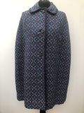 Vintage 1960s Jon Ro Fashions Welsh Wool Tapestry Cape in Blue - Size S