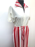 zip front  womens  white  waist belt  vintage  Urban Village Vintage  summer  Stripes  red stripes  Red  Kayser  jumpsuit  50's  1950s  12