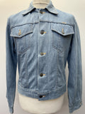 vintage  Urban Village Vintage  sedgefield  retro  print  mens  M  Light Blue  jean  Jacket  indigo  denim  Cotton  collar  coat  button down  blue  big collar  70s  70  1970s